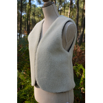 gilet réversible femme adulte laine mouton pyrénées artisanal écru naturel double gaze bleu marine