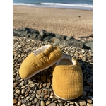 chausson bébé reversible gaze coton bambou laine uni jaune moutarde