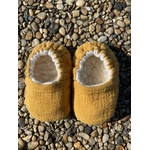 chausson bébé reversible gaze coton bambou laine uni jaune moutarde (2)