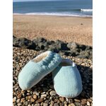 chausson bébé reversible gaze coton bambou laine uni vert eau