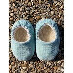 chausson bébé reversible gaze coton bambou laine uni vert eau (2)