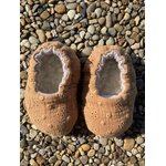 chausson bébé reversible gaze coton bambou laine uni broderie caramel (2)