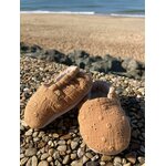chausson bébé reversible gaze coton bambou laine uni broderie caramel