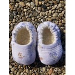 chausson bébé reversible gaze coton bambou laine uni fleuri bleu blanc