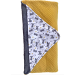 cape bain bambou gaze coton chats gris jaune moutarde