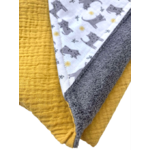 cape bain bambou gaze coton chats gris jaune moutarde3
