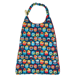 serviette cantine maternelle éponge coton chouettes fond bleu