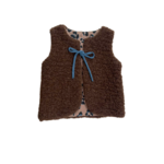 gilet berger enfant reversible laine mouton marron léopard