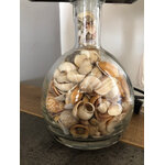 lampe chevet abat jour noir socle verre coquillages rempli