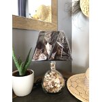 lampe chevet abat jour noir socle verre coquillages landes