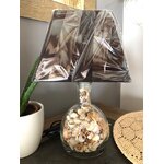 lampe chevet abat jour noir socle verre coquillages