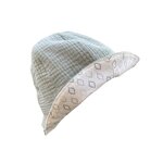 chapeau bebe reversible 2en1 losange vert gris