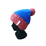 bonnet tricoté main gris bleu