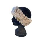 bandeau tricoté main torsade coton gris