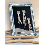 cadre bois leu blanc coquillages meduse verre de mer artisanal france