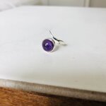 bague artisanale réglable argent améthyste