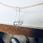 boucle oreille aregnt chaine prehnite artisanale