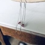 boucle oreille aregnt chaine tourmaline rose artisanale