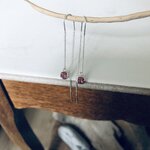 boucle oreille aregnt chaine tourmaline rose artisanale