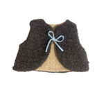 gilet laine mouton artisanal bébé marron brodé camel
