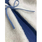 gilet laine mouton artisanal enfant ecru bleu