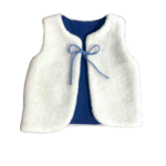 gilet laine mouton artisanal enfant ecru bleu
