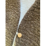 gilet berger marron laine gaze coton gris clait bouton bois