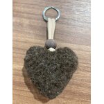 porte cle mouton marron coeur beige