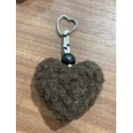 porte cle mouton marron coeur rayé