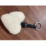 21porte clé coeur laine mouton beige