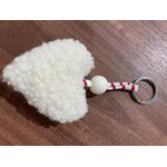 19porte clé coeur laine mouton beige