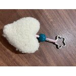 17porte clé coeur laine mouton beige