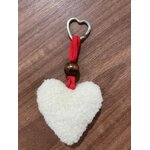 16porte clé coeur laine mouton beige