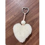 15porte clé coeur laine mouton beige