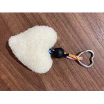 14porte clé coeur laine mouton beige