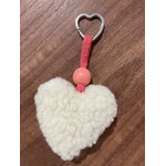 12porte clé coeur laine mouton beige