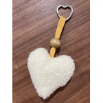 11porte clé coeur laine mouton beige