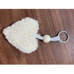 10porte clé coeur laine mouton beige