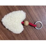8porte clé coeur laine mouton beige