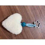 7porte clé coeur laine mouton beige