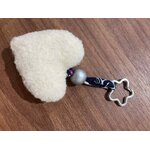 6porte clé coeur laine mouton beige