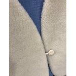 gilet laine ecru bleu bouton