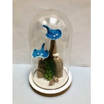 cloche deco poissons raies bleues blanc bois flotté