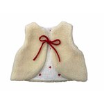 gilet mouton laine ecru blanc coeur rouge gaze coton-D