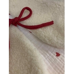 gilet mouton laine ecru blanc coeur rouge gaze coton-D