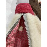 sac banane mouton laine ecru velours rose artisanal