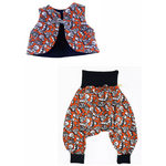 ensemble sarouel et gilet graffitti rouille