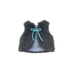 gilet laine grise pissenlits bleus
