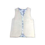 gilet long laine pyrénée ecru gaze coton oiseaux gris
