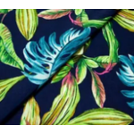 viscose feuillage tropical bleu marine